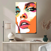 Malen nach Zahlen Pop Art Frau mit bunten Akzenten im Gesicht